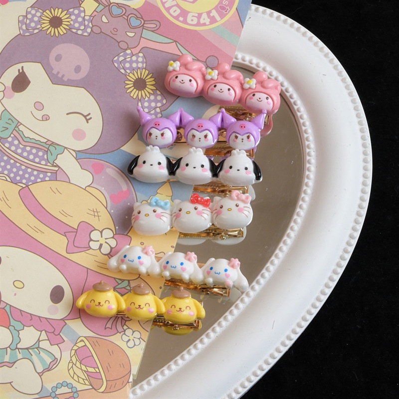 SANRIO Dễ Thương Kuromi Giai Điệu Cinnamoroll Tóc 3D Đầu Kẹp Tóc Cô Gái Ngọt Ngào Phụ Kiện Tóc Kẹp Tóc -top3C01