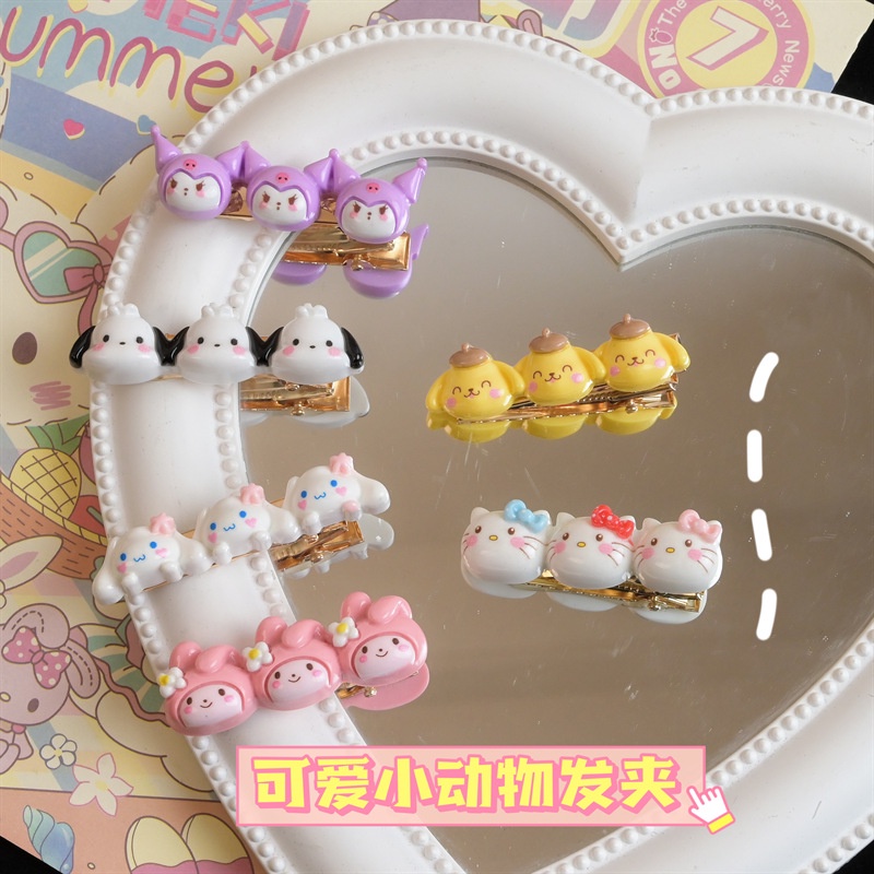 SANRIO Dễ Thương Kuromi Giai Điệu Cinnamoroll Tóc 3D Đầu Kẹp Tóc Cô Gái Ngọt Ngào Phụ Kiện Tóc Kẹp Tóc -top3C01