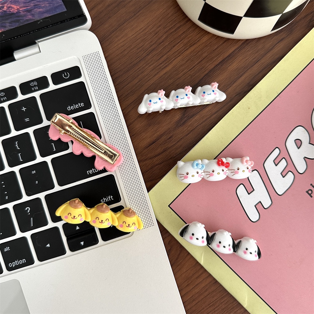 SANRIO Dễ Thương Kuromi Giai Điệu Cinnamoroll Tóc 3D Đầu Kẹp Tóc Cô Gái Ngọt Ngào Phụ Kiện Tóc Kẹp Tóc -top3C01