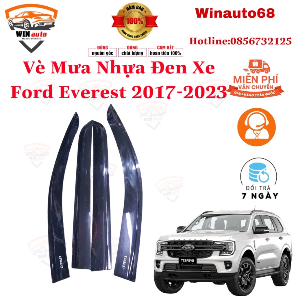 Vè che mưa nhựa đen xe Ford Everest đời 2005 2007 2008 2009 2010 2011 2012 2013 2014 2015 - Giá 1 bộ
