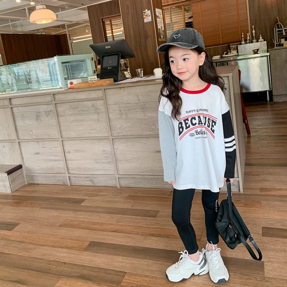 Áo Thun Tay Dài In Chữ Thời Trang Dành Cho Bé Gái