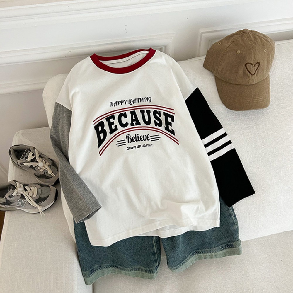 Áo Thun Tay Dài In Chữ Thời Trang Dành Cho Bé Gái