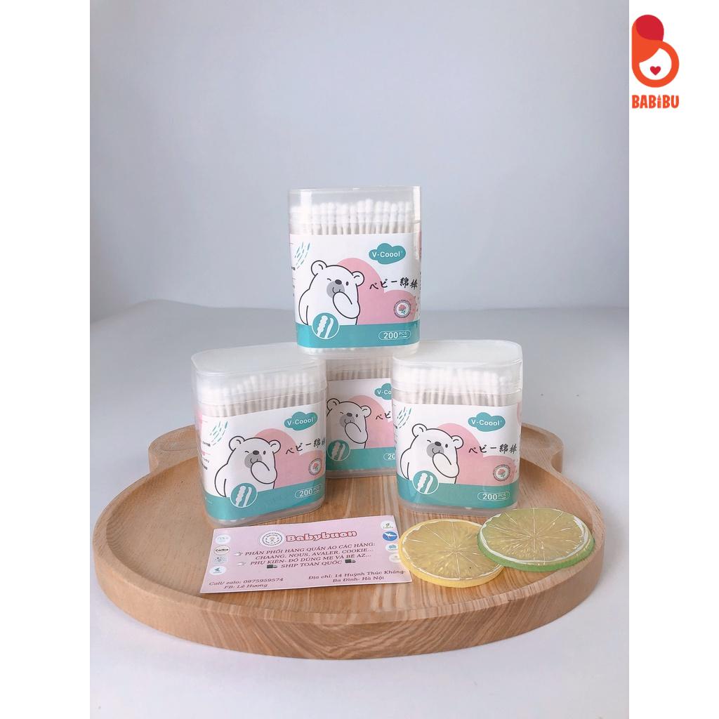 Tăm bông cho bé sơ sinh V-Coool, hộp 200-400 que Babibu - TBV