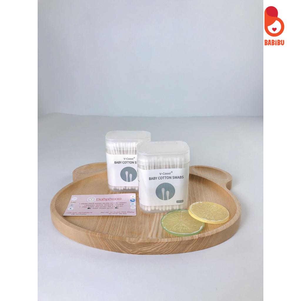 Tăm bông cho bé sơ sinh V-Coool, hộp 200-400 que Babibu - TBV