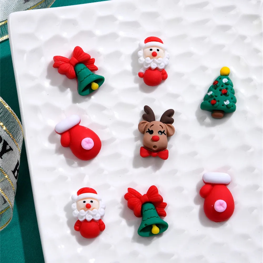 Set 10 Tượng Ông Già Noel Hoạt Hình mini Dễ Thương Trang Trí Túi Xách / Điện Thoại diy