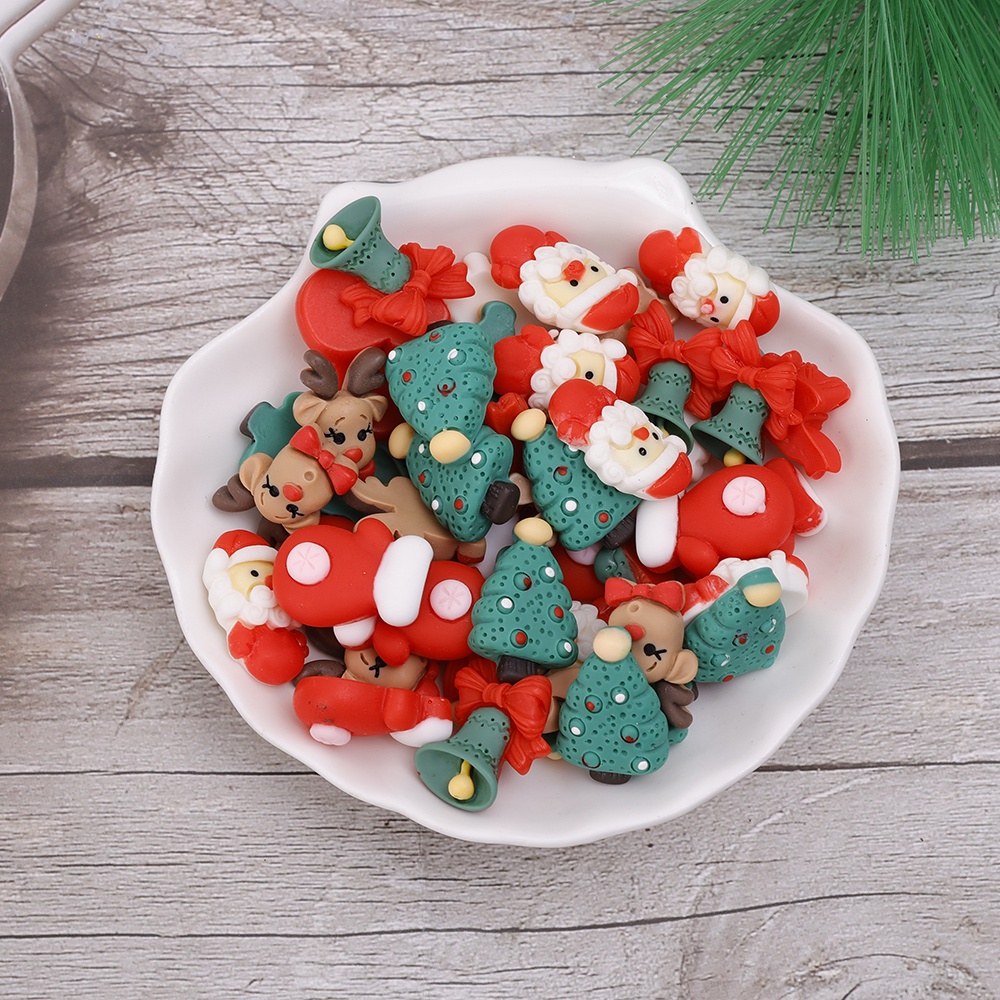 Set 10 Tượng Ông Già Noel Hoạt Hình mini Dễ Thương Trang Trí Túi Xách / Điện Thoại diy
