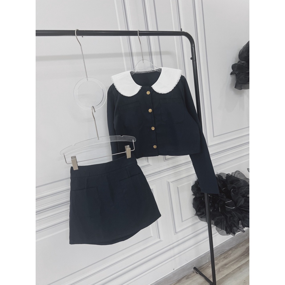 Set chân váy áo phối ren