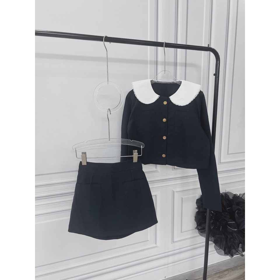 Set chân váy áo phối ren