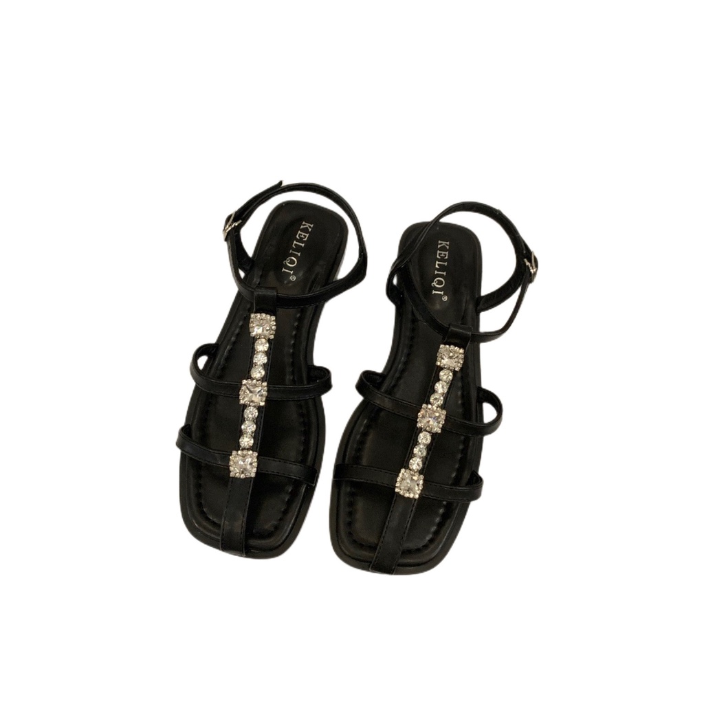 Giày Sandal Đế Mềm Đính Đá Thời Trang Mùa Hè Pháp 2023