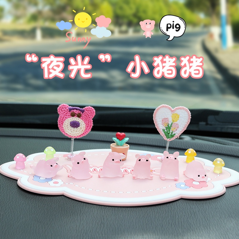 Dễ Thương Búp Bê Hình Chú Heo Đáng Yêu Trang Trí Bảng Điều Khiển Xe Hơi