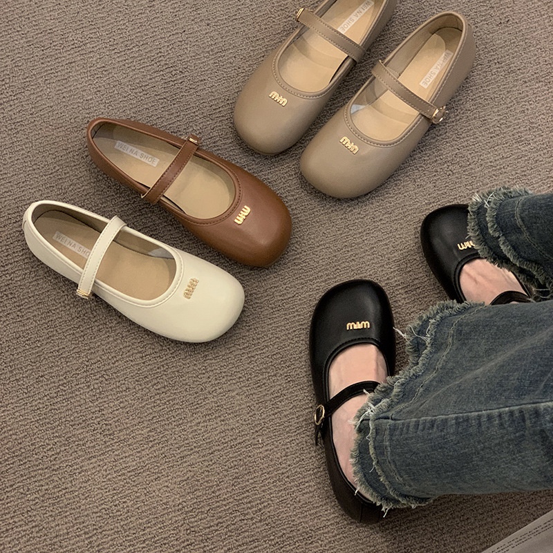 One more shoes⭐Giày Búp Bê mary jane Đế Mềm Cài Khóa Kiểu Pháp Thời Trang Xuân Thu Cho Nữ