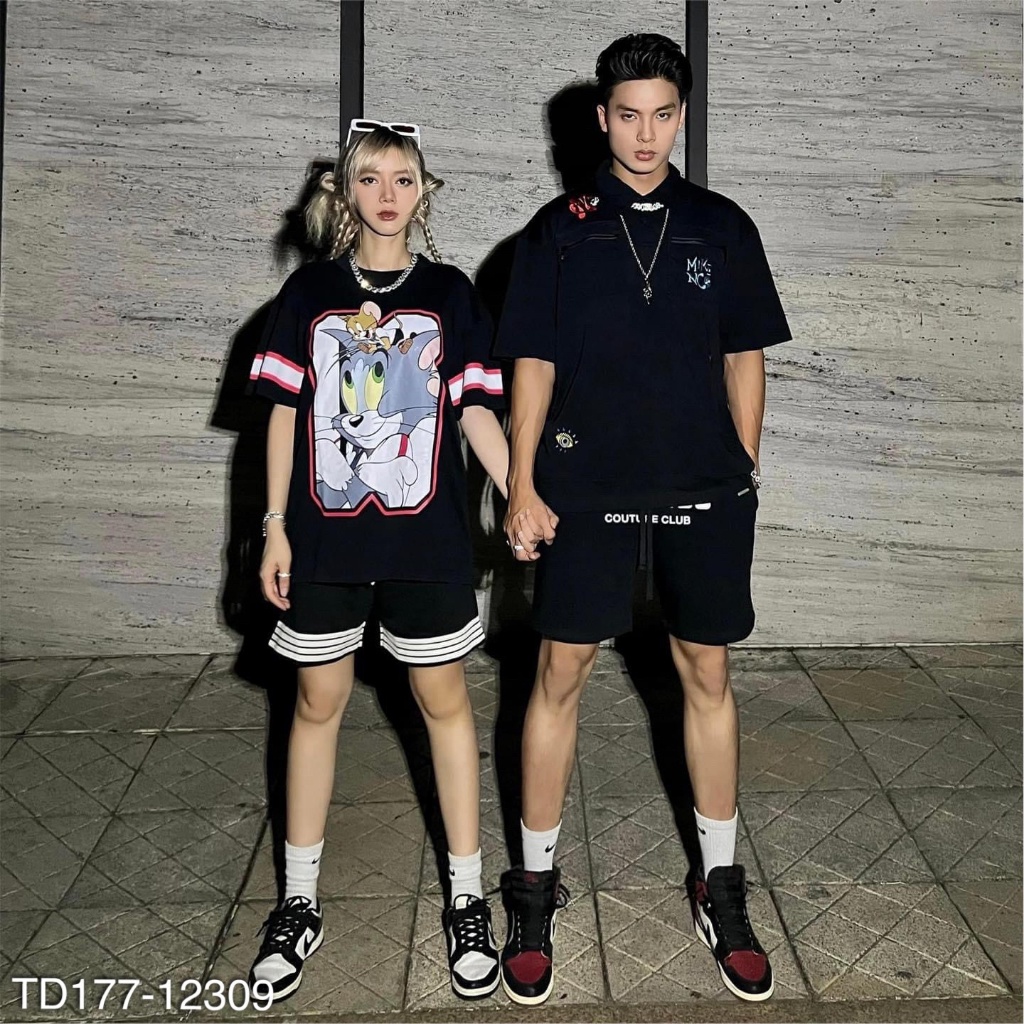 Áo Thun Nam Eo Vì Hoạt HìnhTôm & Jerry Siêu Đẹp - Áo Phông Đôi L.V Hoạ Tiết Siêu Nét