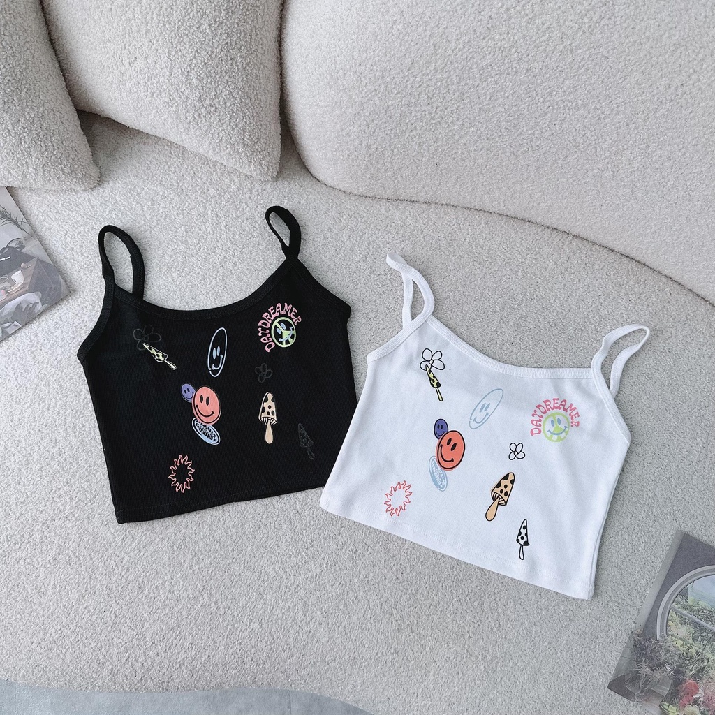 Áo croptop 2 dây DaaLaa Store in hình icon dễ thương A5543