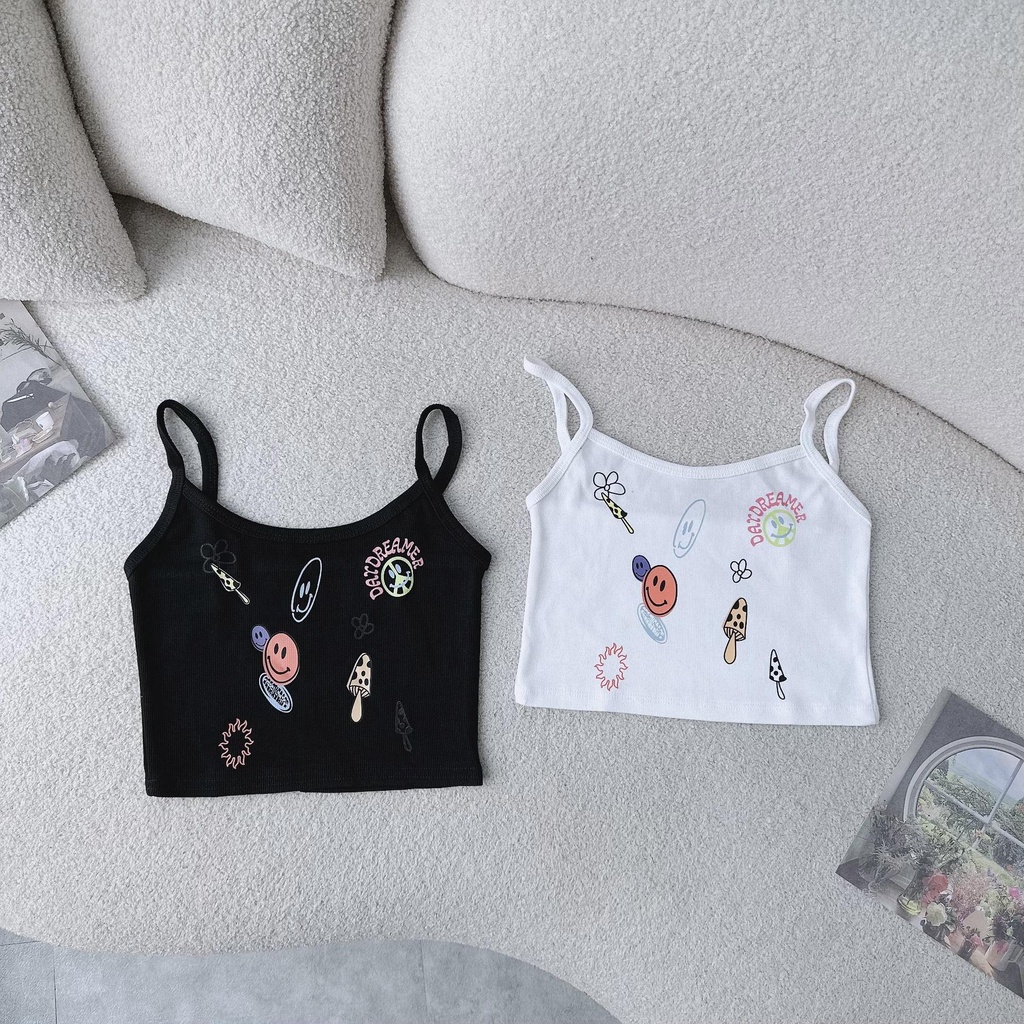 Áo croptop 2 dây DaaLaa Store in hình icon dễ thương A5543