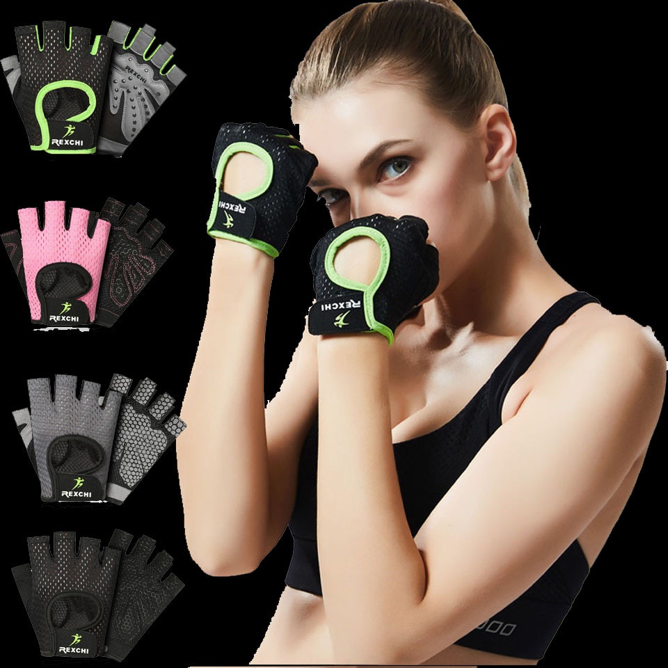 Găng tay hở ngón thoáng khí chống trượt dùng tập luyện thể thao