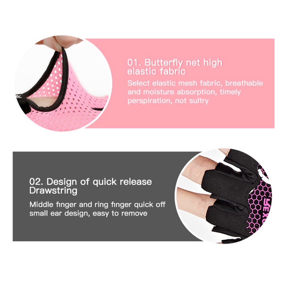 Găng tay hở ngón thoáng khí chống trượt dùng tập luyện thể thao