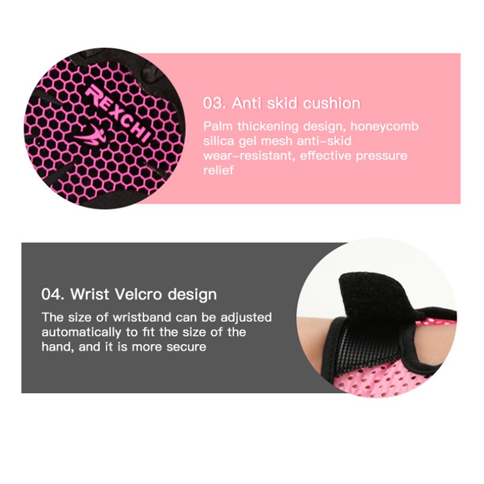 Găng tay hở ngón thoáng khí chống trượt dùng tập luyện thể thao