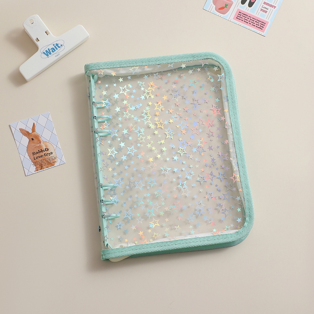 Album Đựng Ảnh Khổ a5 Bằng pvc Trong Suốt laser Họa Tiết Ngôi Sao Kích Thước 3 inch