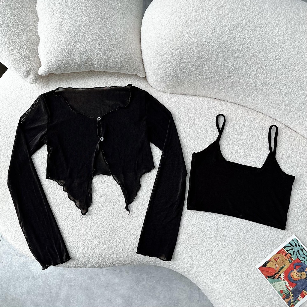 Áo kiểu croptop tay dài có kèm áo lót DaaLaa Store dáng ôm body, phong cách quyến rũ A5548