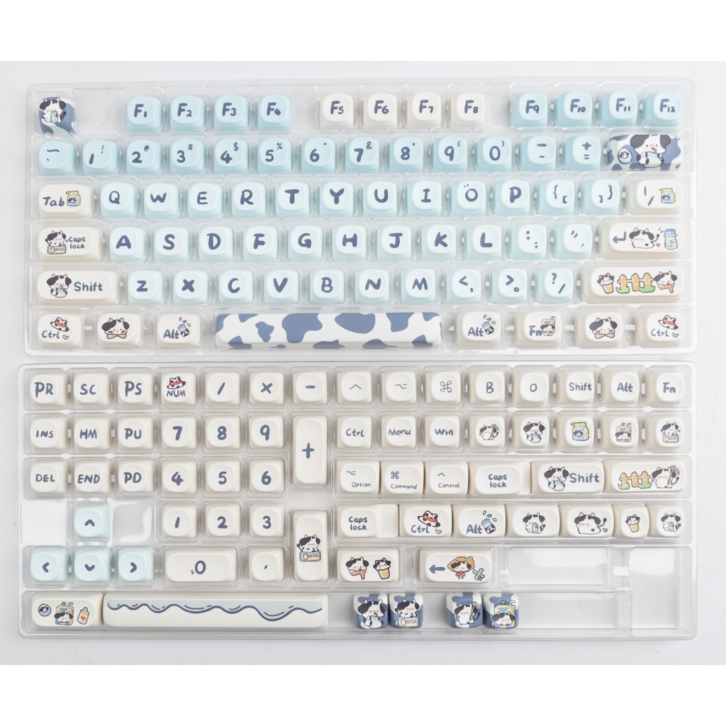 Milk Cow Keycap PBT Dye Sublimation MOA Profile Bộ 140 Nút Bàn Phím Cơ Và Bàn Phím Cơ Nhuộm Sữa Pot profile