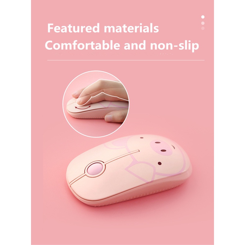 Bộ Bàn Phím Và Chuột Không Dây 2.4ghz mini Hình Heo Hồng Dễ Thương Kèm Đầu Nhận usb Cho ipad laptop android tablet pc notebook