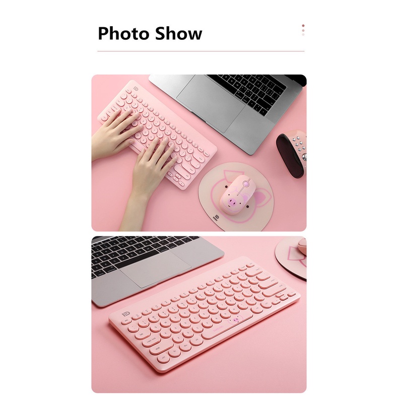 Bộ Bàn Phím Và Chuột Không Dây 2.4ghz mini Hình Heo Hồng Dễ Thương Kèm Đầu Nhận usb Cho ipad laptop android tablet pc notebook