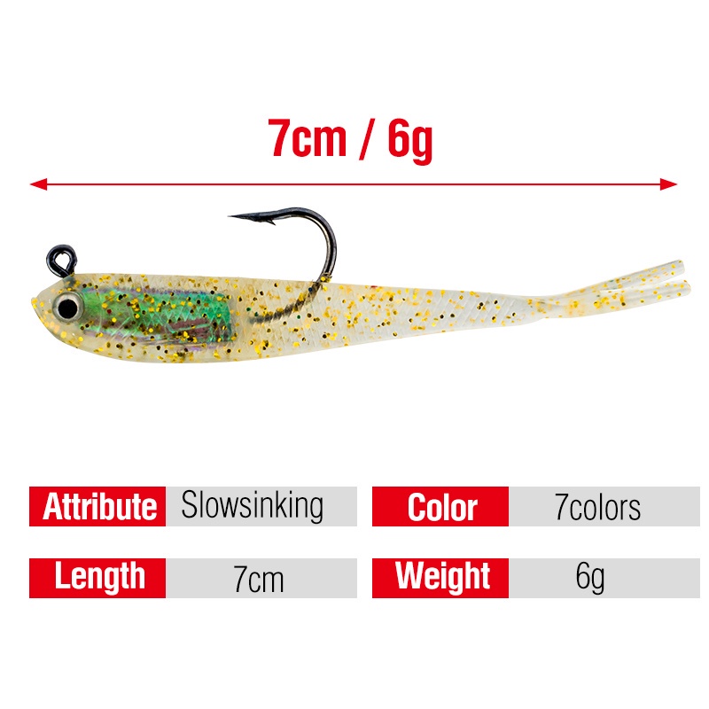 1 Mồi Câu Cá Giả Bằng silicone Mềm 7cm / 6g