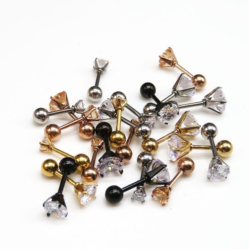 1 Bông Tai Thép Titan Không Gỉ Đính Đá zircon 1mm Cho Nữ sx