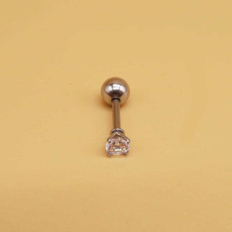 1 Bông Tai Thép Titan Không Gỉ Đính Đá zircon 1mm Cho Nữ sx