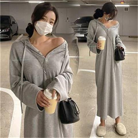 YHTN váy bầu Thời trang đầm bầu bigsize bigsize tay dài xinh set dễ thương váy bầu dự tiệc