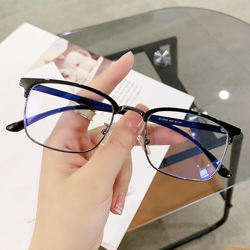 Charmray Mắt Kính Nửa Gọng Kim Loại Chống Ánh Sáng Xanh tr90 Phong Cách vintage Cho Nam