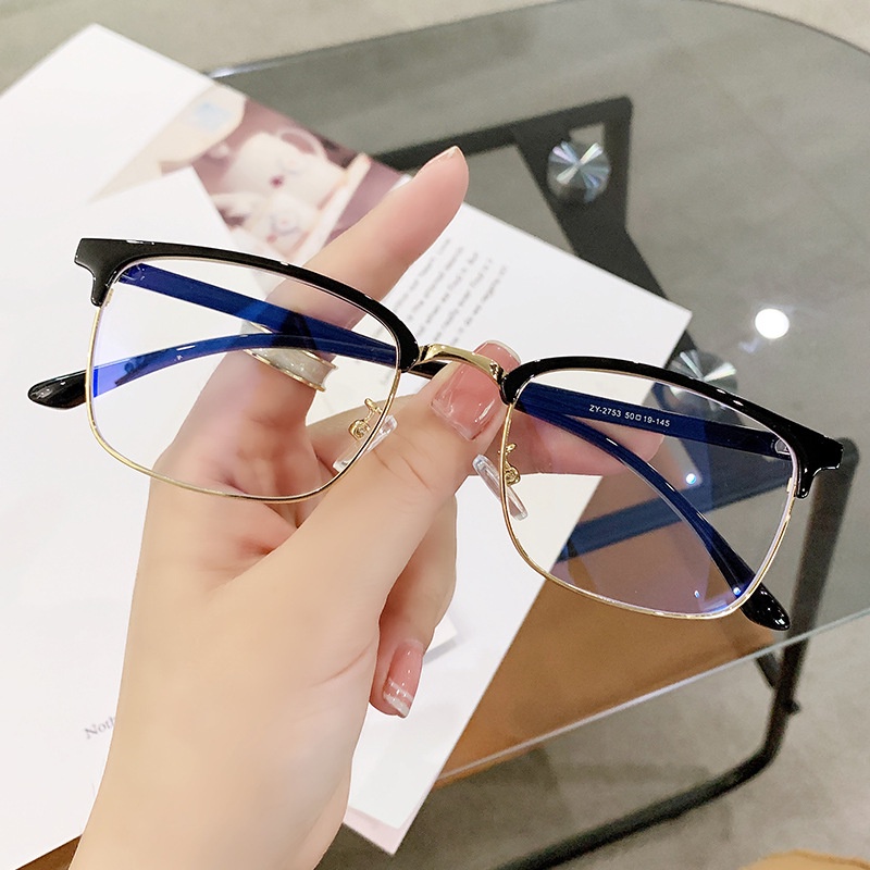 Charmray Mắt Kính Nửa Gọng Kim Loại Chống Ánh Sáng Xanh tr90 Phong Cách vintage Cho Nam