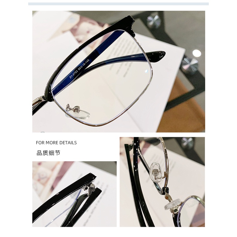 Charmray Mắt Kính Nửa Gọng Kim Loại Chống Ánh Sáng Xanh tr90 Phong Cách vintage Cho Nam