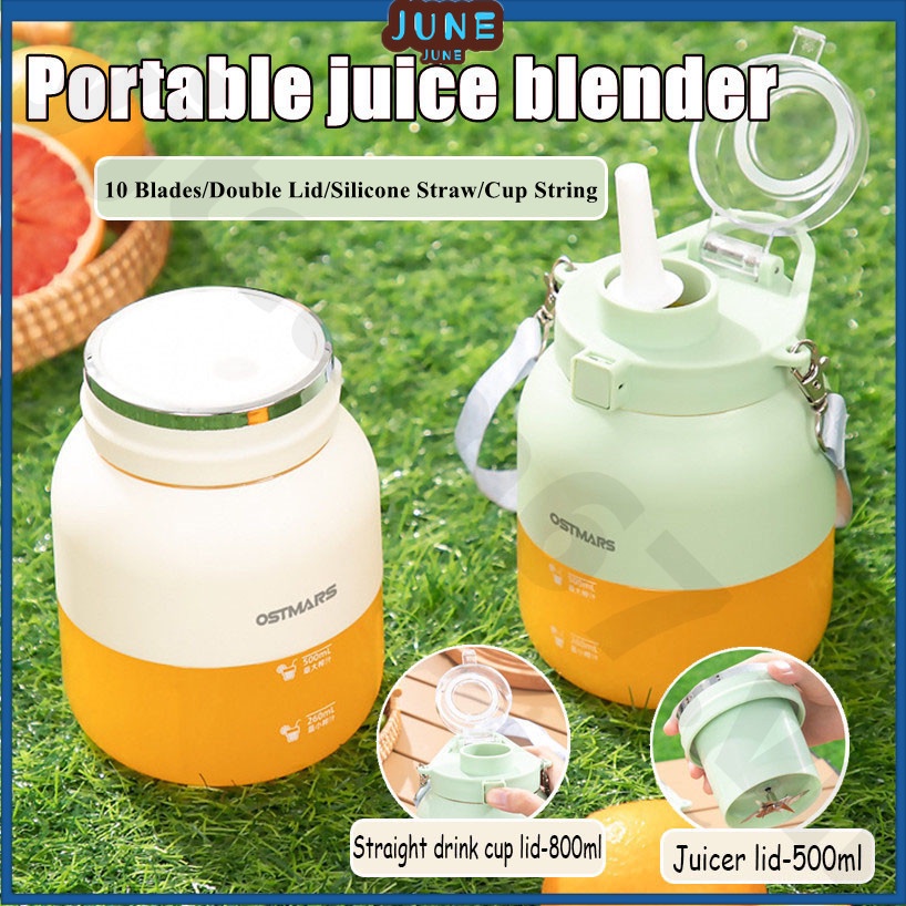 Ostmars Bình Xay Sinh Tố mini 800ml Có Ống Hút Tiện Dụng Cho Các Hoạt Động Ngoài Trời