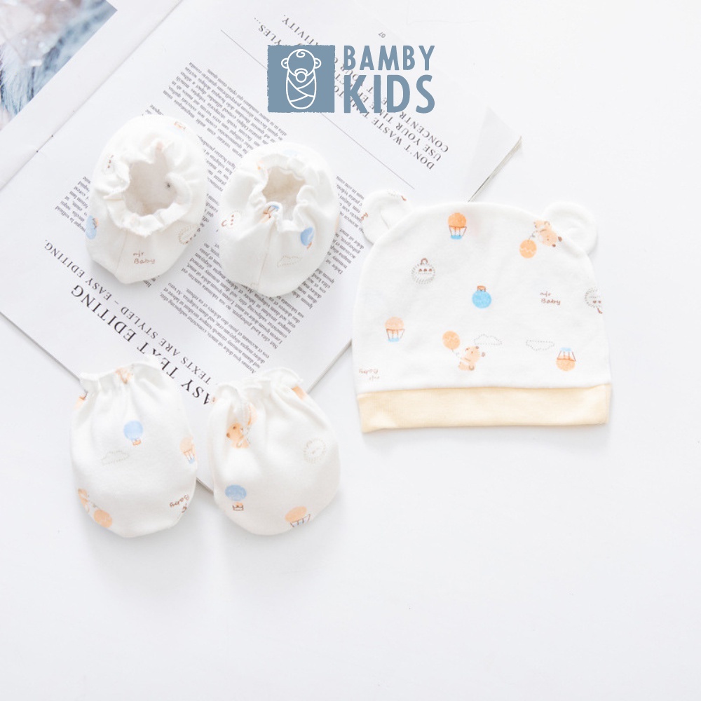 Set mũ bao tay bao chân cho bé sơ sinh Bambykids