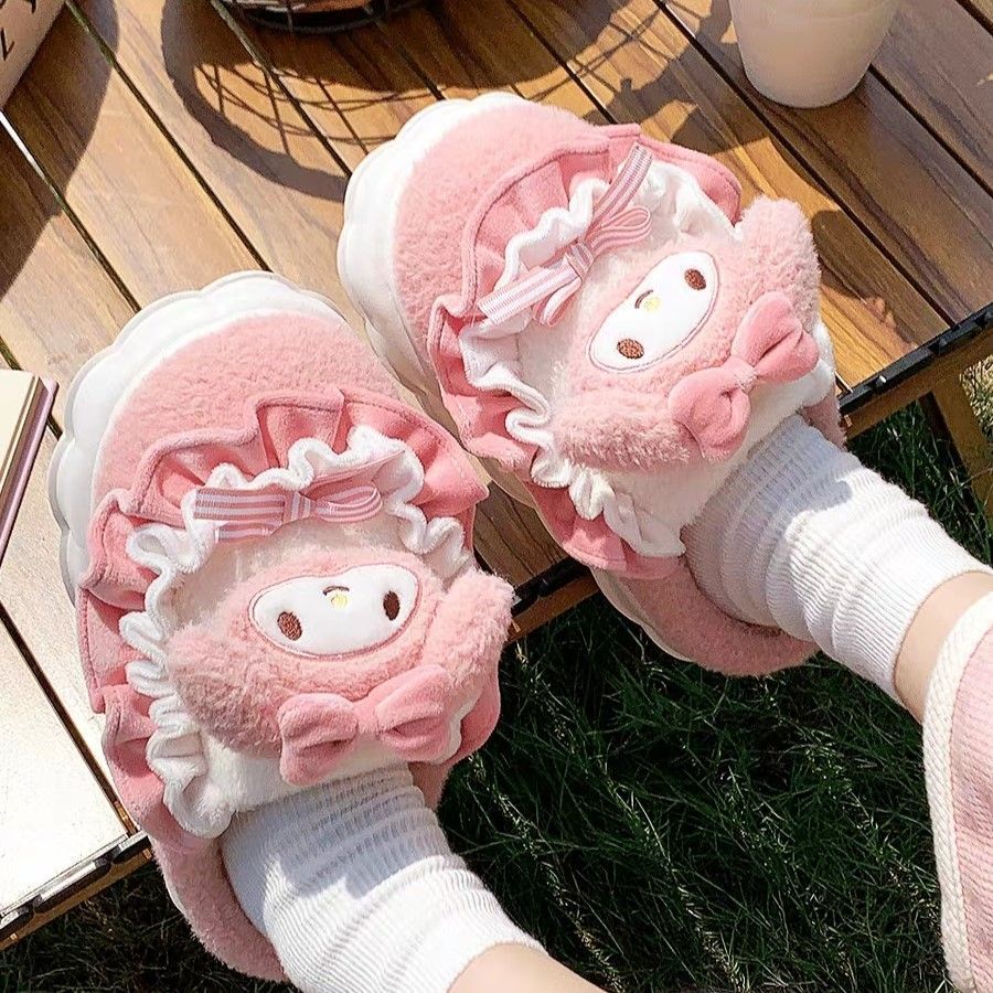 Dép cotton Đi Trong Nhà Đế Dày Thời Trang Thu Đông 2023 Dễ Thương Cho Nữ