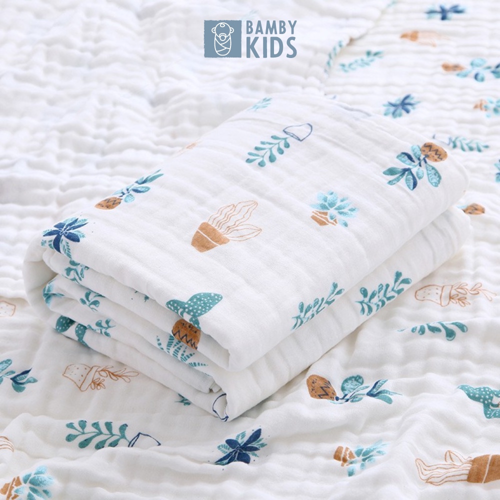 Khăn tắm xô cotton 6 lớp cho bé size 110x110 cm, hàng cao cấp 100% cotton tự nhiên