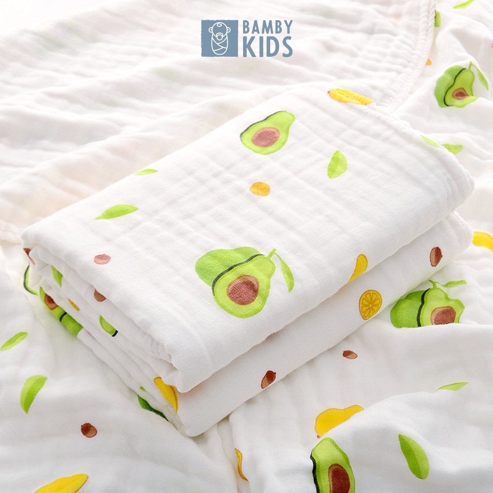 Khăn tắm xô cotton 6 lớp cho bé size 110x110 cm, hàng cao cấp 100% cotton tự nhiên