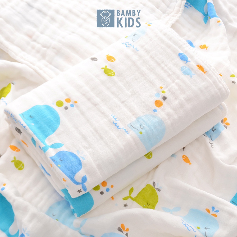 Khăn tắm xô cotton 6 lớp cho bé size 110x110 cm, hàng cao cấp 100% cotton tự nhiên