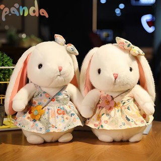 Panda~Búp bê nhồi bông dễ thương, búp bê thỏ tai dài, trái tim nữ tính, búp bê thỏ trắng bông hoa vỡ, búp bê gối búp bê thỏ mềm mại, quà sinh nhật cho bé gái, gối búp bê 0208