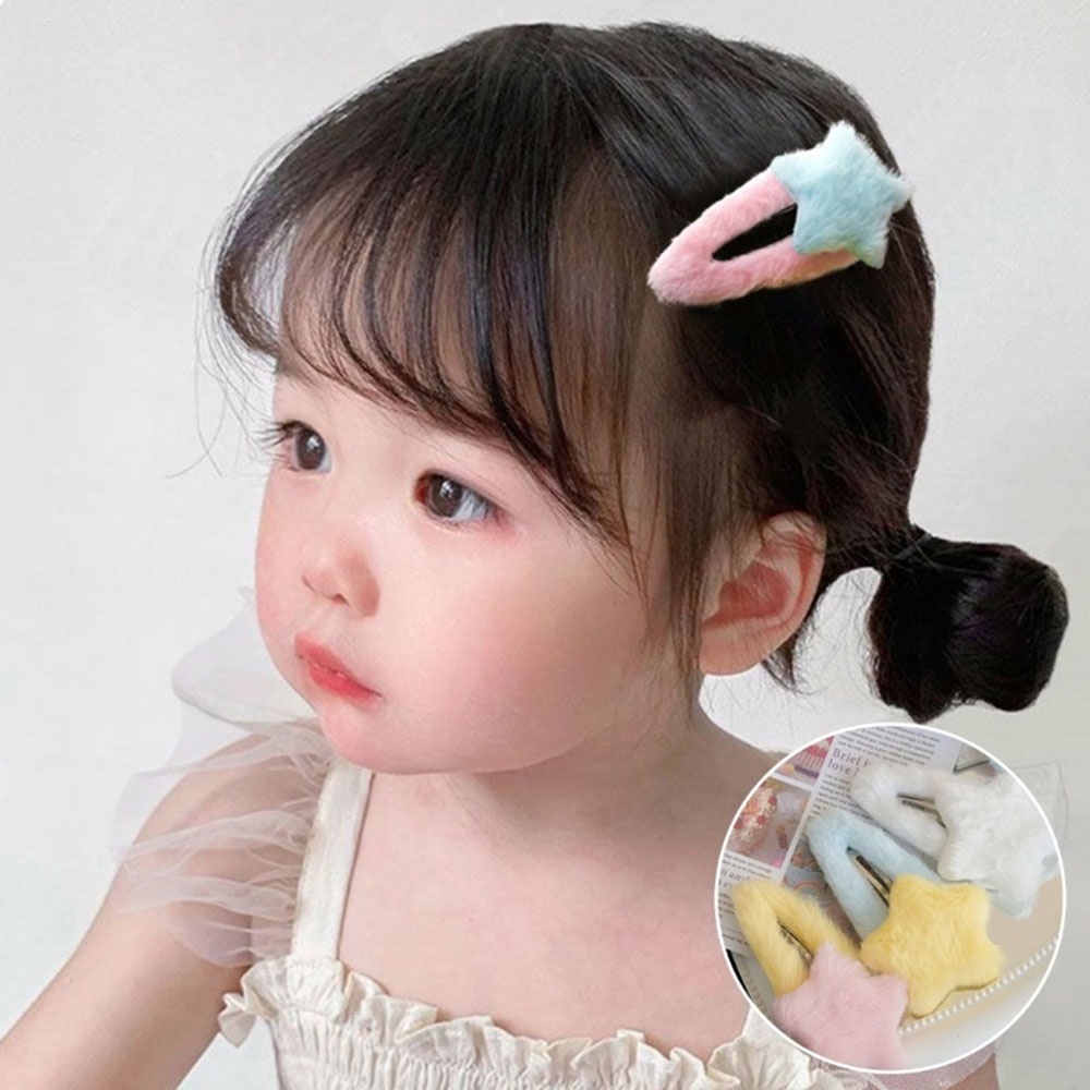 1 Kẹp Tóc Hình Ngôi Sao Phối Lông Mềm Mại Dễ Thương