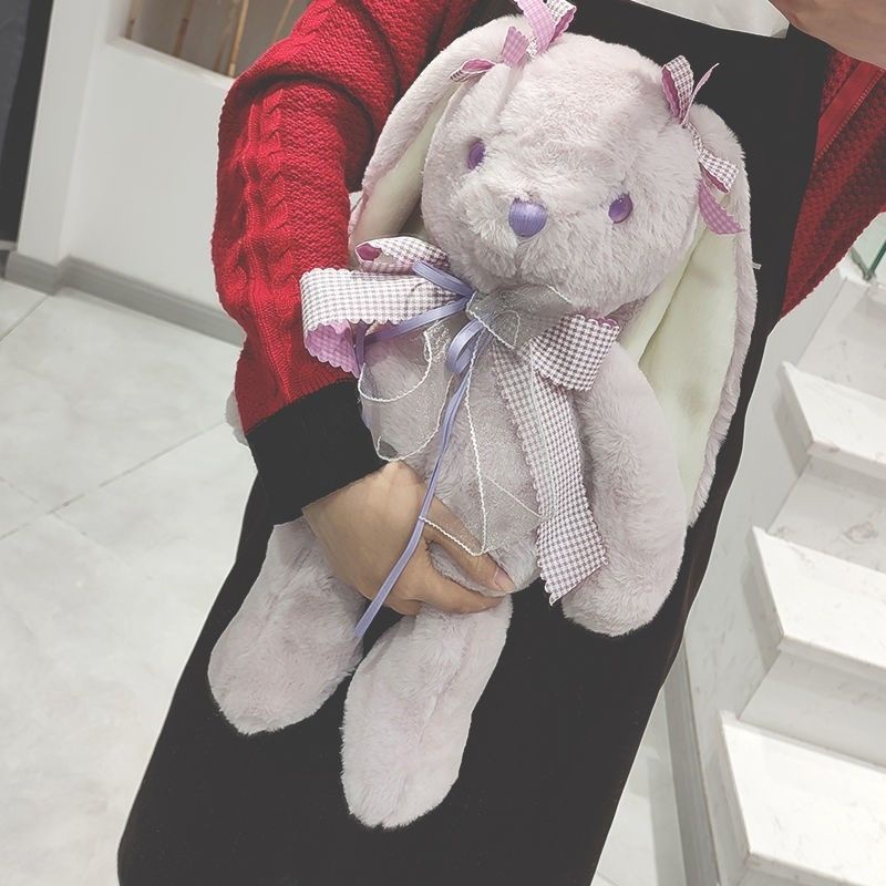 Panda~Búp bê sang trọng dễ thương Búp bê thỏ tai dài lolita cô gái trái tim houndstooth búp bê thỏ trắng búp bê mềm búp bê thỏ gối búp bê quà tặng sinh nhật cho bé gái búp bê gối 0209