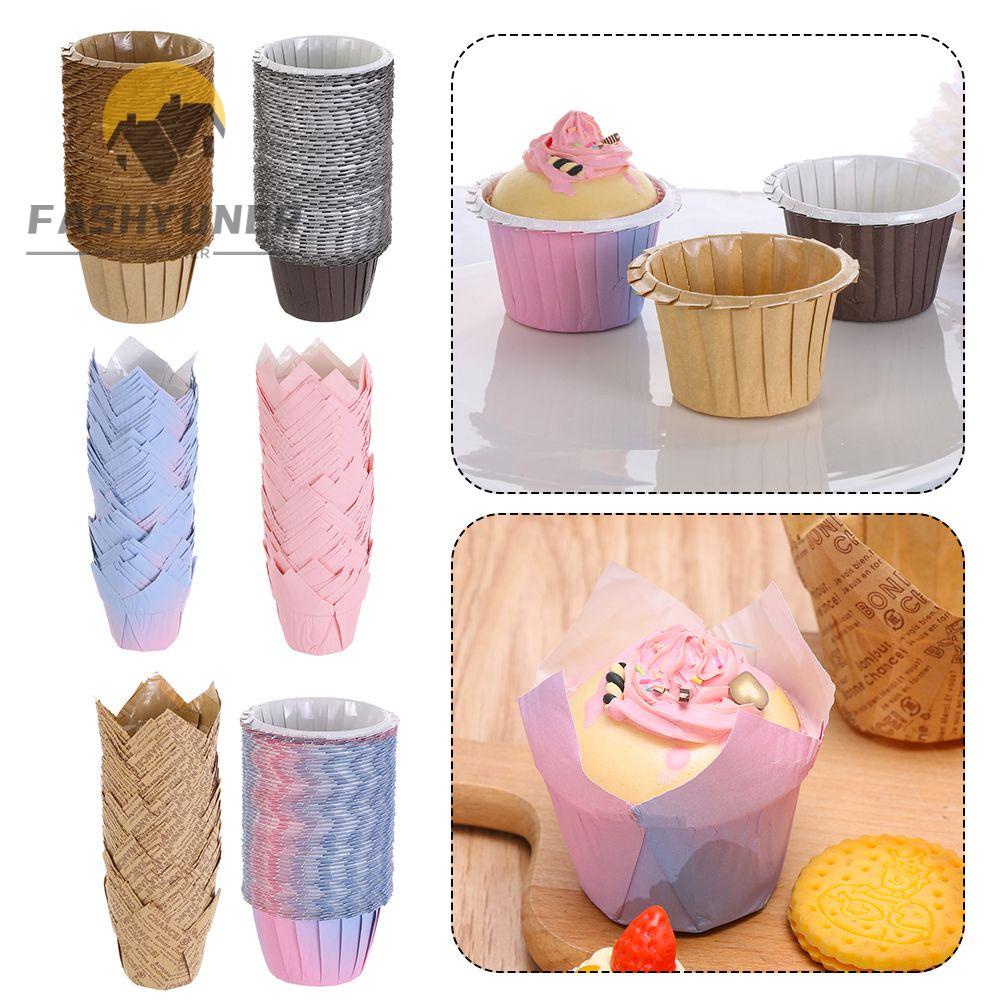 FASHYUNER Set 50 cốc giấy nướng bánh muffin/cupcake chống dầu mỡ tiện dụng