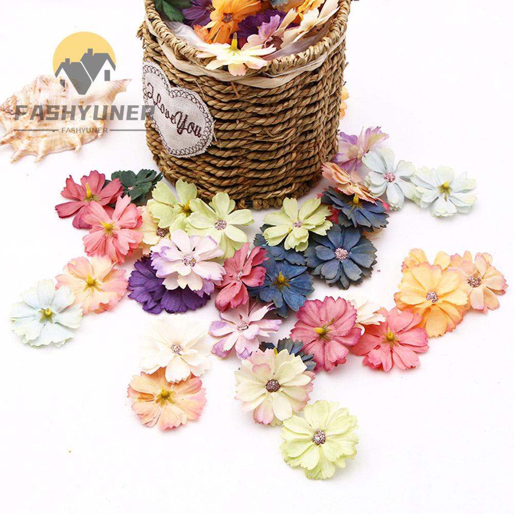 Fashyuner Set 50 Bông Hoa Giả Bằng Lụa Nhiều Màu Sắc 4.5Cm Dùng Trang Trí