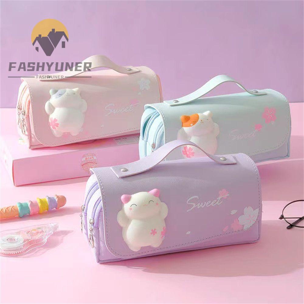 FASHYUNER Túi Đựng Bút Hai Ngăn Họa Tiết Xinh Xắn Cho Bé Gái