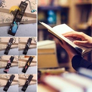 Phụ kiện đánh dấu trang sách WUWOWU FASHYUNER bằng gỗ mun chạm khắc phong cách Trung Hoa cổ điển