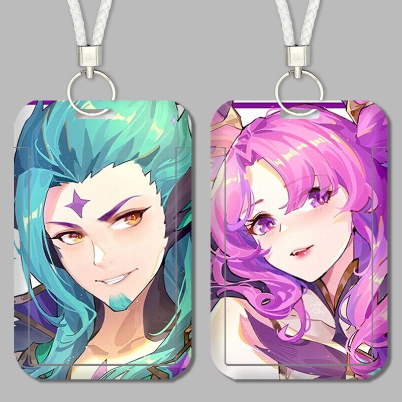 Lol rakan charmer xayah rebel set Túi Đựng Thẻ Xe Buýt Thẻ id Dành Cho Học Sinh