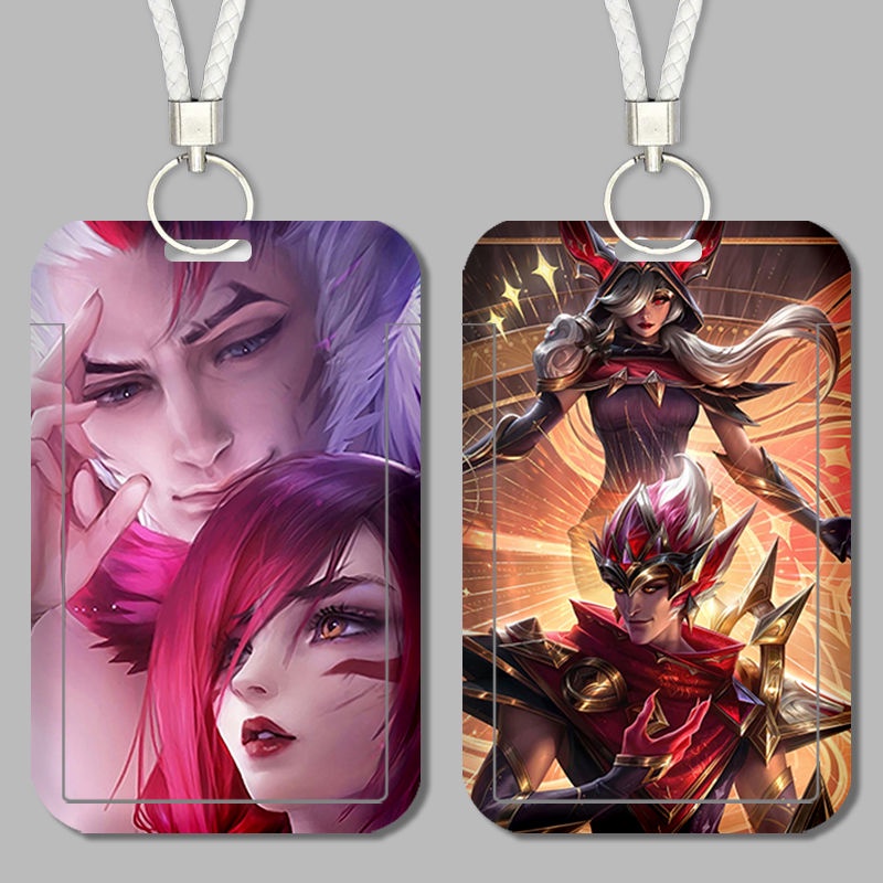 Lol rakan charmer xayah rebel set Túi Đựng Thẻ Xe Buýt Thẻ id Dành Cho Học Sinh