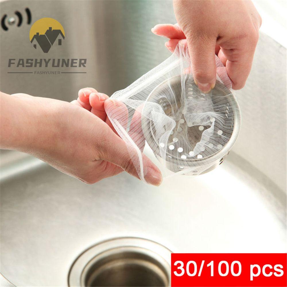 FASHYUNER Set 30 / 100 Túi Lưới Lọc Rác Bồn Rửa Chén Ngăn Tắc Nghẽn Dùng Một Lần