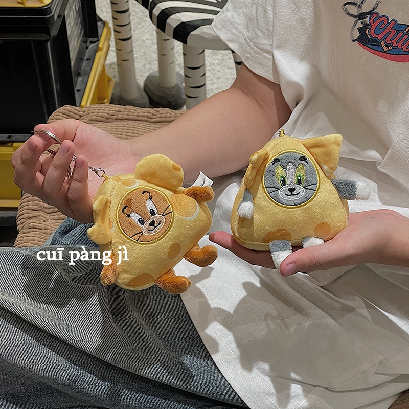 Móc Khóa Hình Mèo Và Chuột Bằng Lông Nhung Dễ Thương Xinh Xắn
